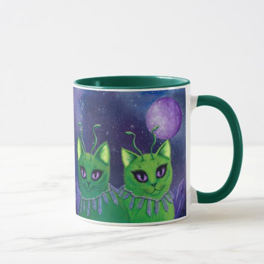 Alien-Katzen-Raum-Katzen-Galaxie-Astralkunst-Tasse Tasse (Rechts)