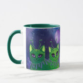 Alien-Katzen-Raum-Katzen-Galaxie-Astralkunst-Tasse Tasse (Links)