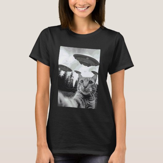 Alien-Katzen-Selfie T-Shirt (Vorderseite)