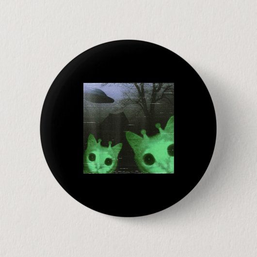 Alien Katzen Ufo Lustiges Gruseliges Katzen Meme F Button (Vorderseite)