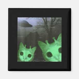 Alien Katzen Ufo Lustiges Gruseliges Katzen Meme F Magnet