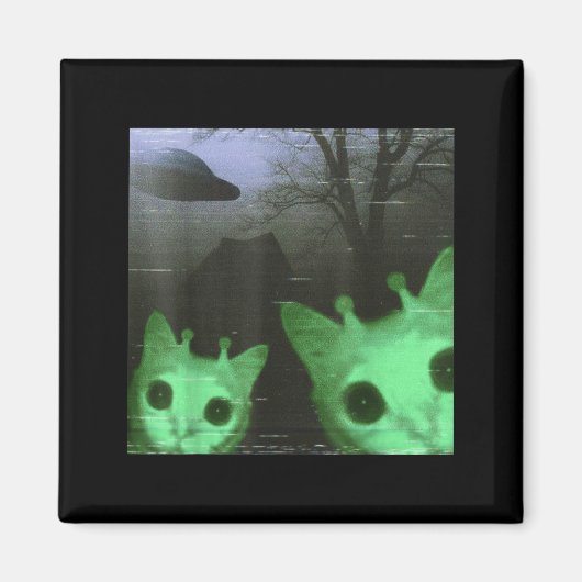 Alien Katzen Ufo Lustiges Gruseliges Katzen Meme F Magnet (Vorne)