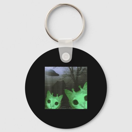 Alien Katzen Ufo Lustiges Gruseliges Katzen Meme F Schlüsselanhänger (Vorderseite)