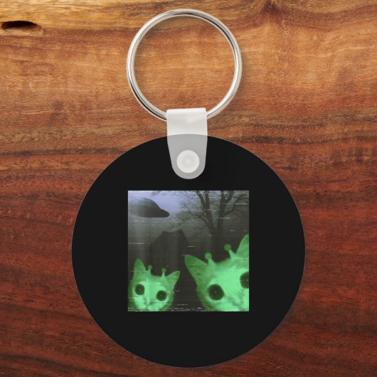 Alien Katzen Ufo Lustiges Gruseliges Katzen Meme F Schlüsselanhänger (Vorderseite)