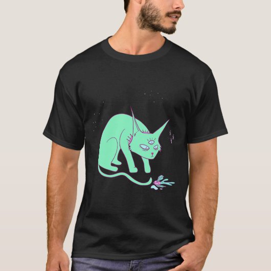Alien Katzenwelse mit Fisch T-Shirt (Vorderseite)