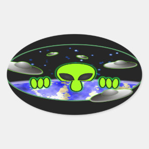 Alien Kilroy Oval-Aufkleber Ovaler Aufkleber