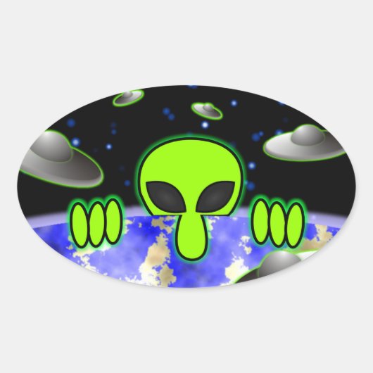 Alien Kilroy Oval Sticker (Vorderseite)