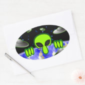 Alien Kilroy Oval Sticker (Umschlag)
