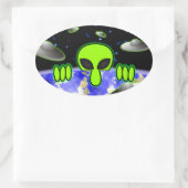 Alien Kilroy Oval Sticker (Tasche)
