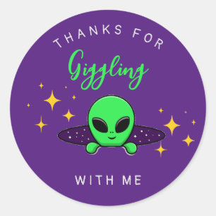 Alien Kindergeburtstag Gastgeschenk Runder Aufkleber