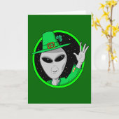 Alien-Kobold-St Patrick Tageskarte Karte (Gelbe Blume)