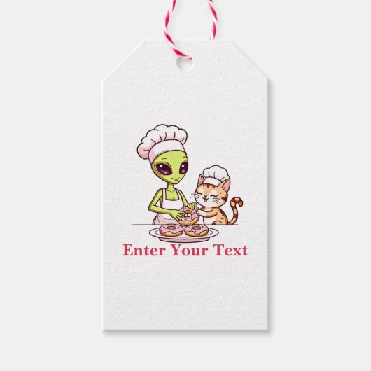 Alien-Koch-Katze-Donut-Kawaii-Design Geschenkanhänger (Vorderseite)
