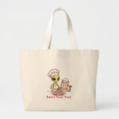 Alien-Koch-Katze-Donut-Kawaii-Design Jumbo Stoffbeutel (Vorne)