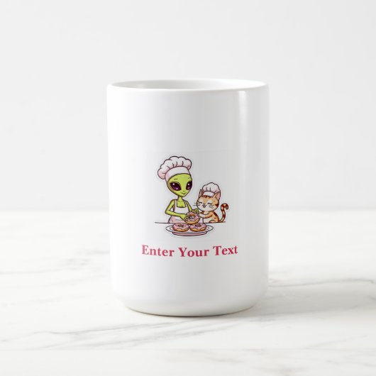 Alien-Koch-Katze-Donut-Kawaii-Design Kaffeetasse (Mittel)