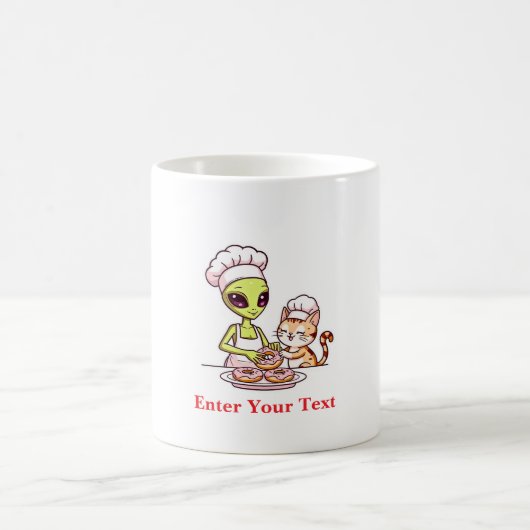 Alien-Koch-Katze-Donut-Kawaii-Design Kaffeetasse (Mittel)