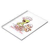Alien-Koch-Katze-Donut-Kawaii-Design Notizblock (Linke Seite)