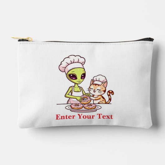 Alien-Koch-Katze-Donut-Kawaii-Design Zubehörtasche (Vorderseite)