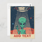 Alien komisch, Text Postkarte bearbeiten (Vorne/Hinten)
