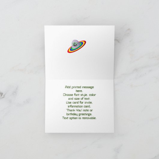 Alien kommt zum Geburtstag Karte (Innenseite)