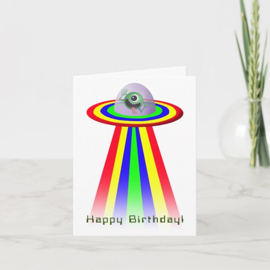 Alien kommt zum Geburtstag Karte (Vorderseite)