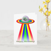 Alien kommt zum Geburtstag Karte (Gelbe Blume)