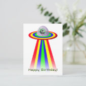 Alien kommt zum Geburtstag Postkarte (Stehend Vorderseite)