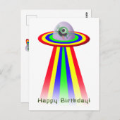 Alien kommt zum Geburtstag Postkarte (Vorne/Hinten)