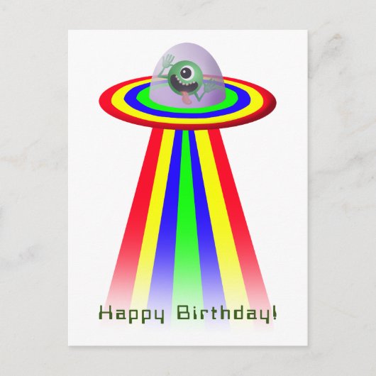 Alien kommt zum Geburtstag Postkarte (Vorderseite)