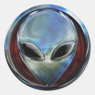 Alien Kopf 03 Runder Aufkleber