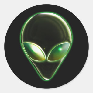 Alien Kopf 04 Runder Aufkleber