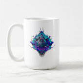 Alien Kopf blau-lila Stammesdesign Kaffeetasse (Links)