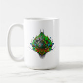 Alien Kopf grünes Stammesdesign Kaffeetasse (Links)
