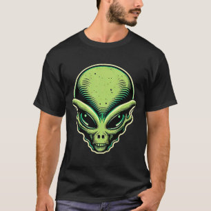 Alien Kopf Neon Grün Vintage Sci-Fi Pulp Art Stil T-Shirt