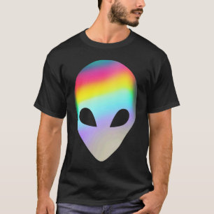 Alien-Kopf-Rave-Gesicht Buntes UFO-Kostüm glauben T-Shirt