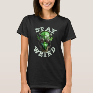 Alien-Kopf-Trippy-Bleib-Seltsam-Techno-Rave-EDM-Mu T-Shirt