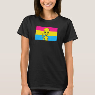 Alien Kopf Ufo Friedenszeichen Gaylien Pansexuell T-Shirt