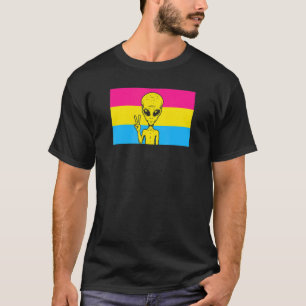 Alien Kopf Ufo Friedenszeichen Gaylien Pansexuelle T-Shirt