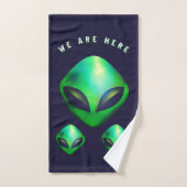 Alien Köpfe "Wir sind hier"  Badhandtuch Set (Handtuch)