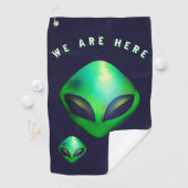 Alien Köpfe "Wir sind hier" Golfhandtuch (Insitu)