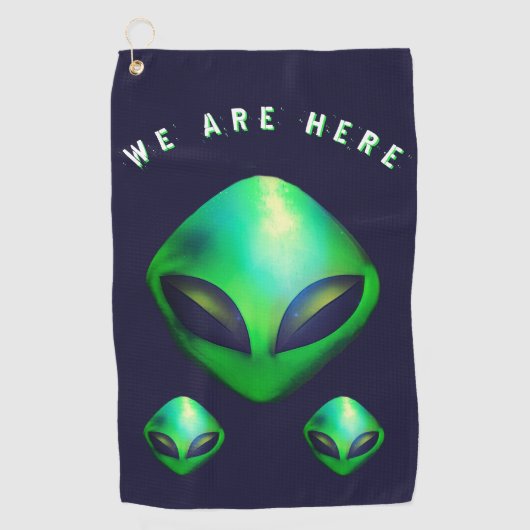 Alien Köpfe "Wir sind hier" Golfhandtuch (Vorderseite)