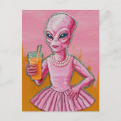 Alien Lady in Rosa mit Orangensaft Postkarte (Vorderseite)