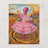 Alien Lady in Rosa mit Orangensaft Postkarte (Vorderseite)