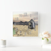 Alien Lander Quadratische Wanduhr (Zuhause)