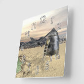 Alien Lander Quadratische Wanduhr (Winkel)