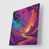 Alien Lands Quadratische Wanduhr (Winkel)