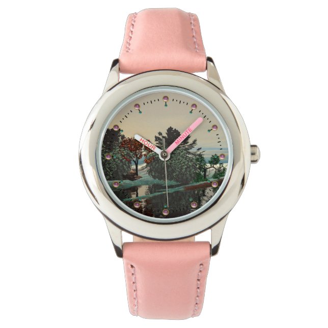 ALIEN LANDSCAPE, BÄUME, LAGUNE HYPERION Sci Fi Armbanduhr (Vorderseite)