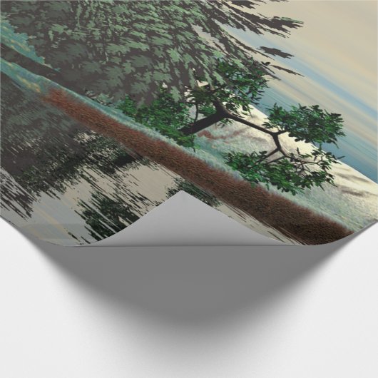 ALIEN LANDSCAPE, BÄUME, LAGUNE HYPERION Sci Fi Geschenkpapier (Ecke)