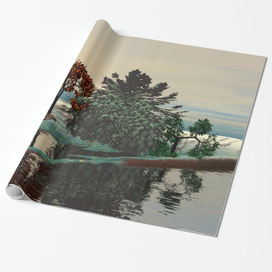 ALIEN LANDSCAPE, BÄUME, LAGUNE HYPERION Sci Fi Geschenkpapier (Ungerollt)