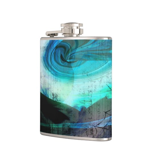Alien Landscape Grunge Abstrakt Flask Flachmann (Links)