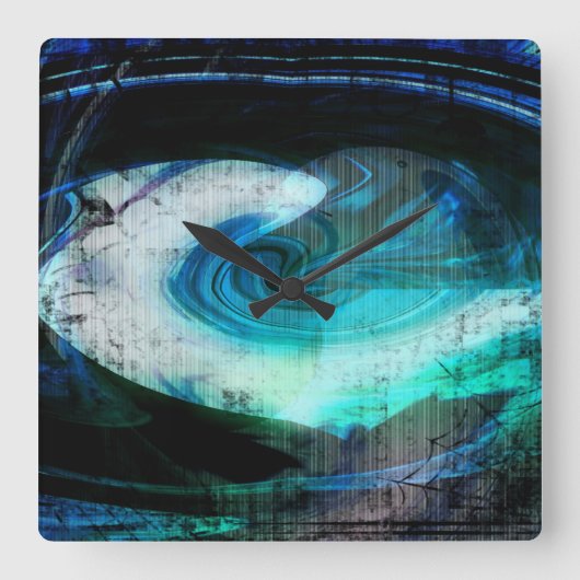 Alien Landscape Grunge Clock Quadratische Wanduhr (Vorderseite)